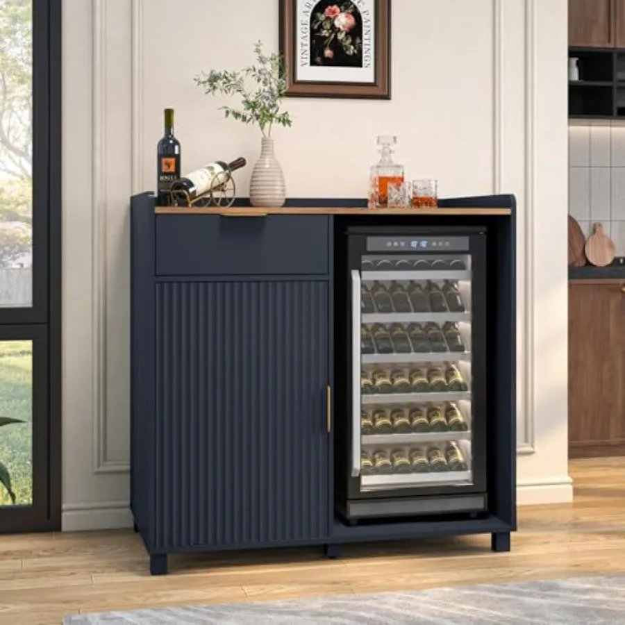 Home Bar And Fridge - Modern ev barları için tasarlanmış, ceviz